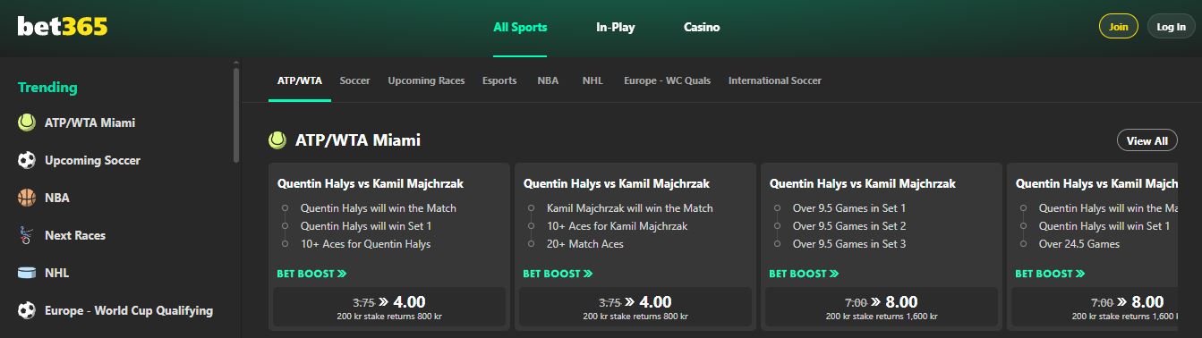 Pariază pe meciuri ATP și WTA din Miami și obține cote îmbunătățite prin funcția Bet Boost
